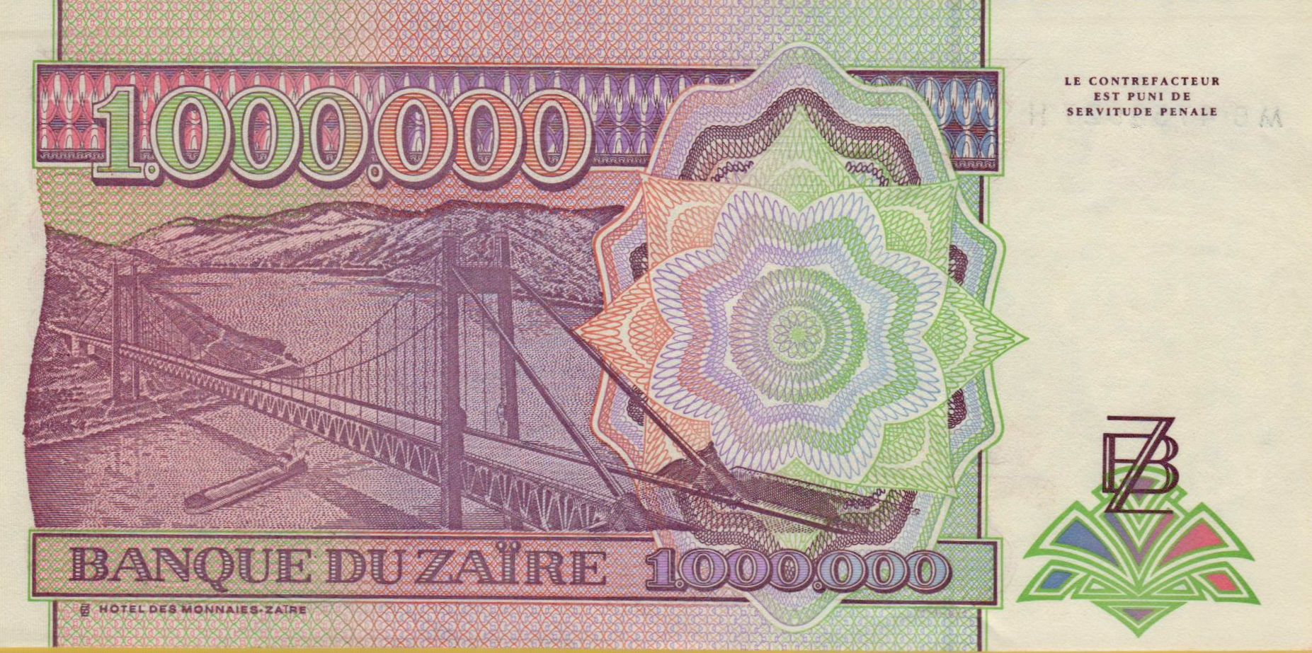 Zaire 1000000 1993 UNC P-45/b2